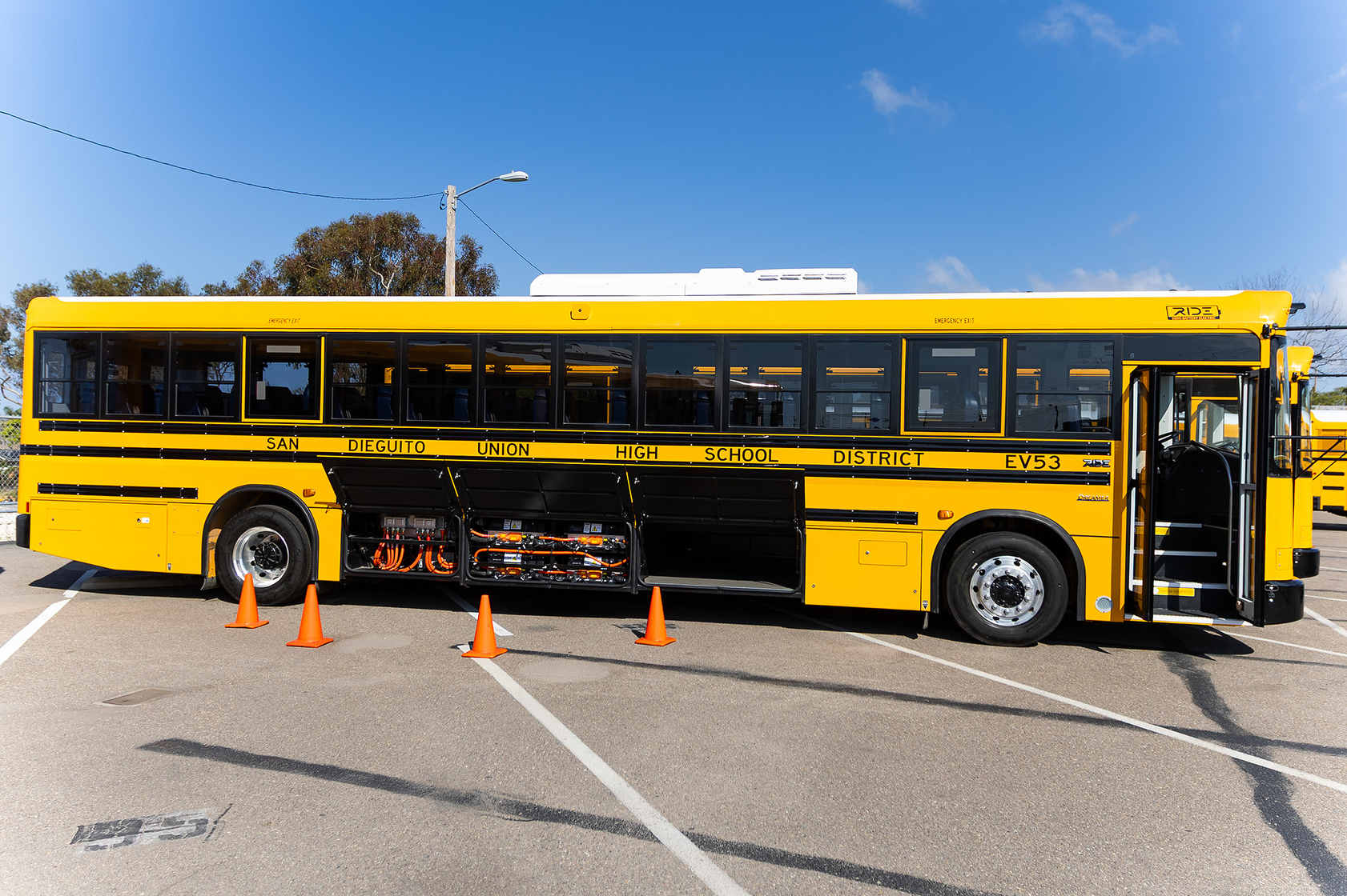 One of the four new electric buses delivered to the...
