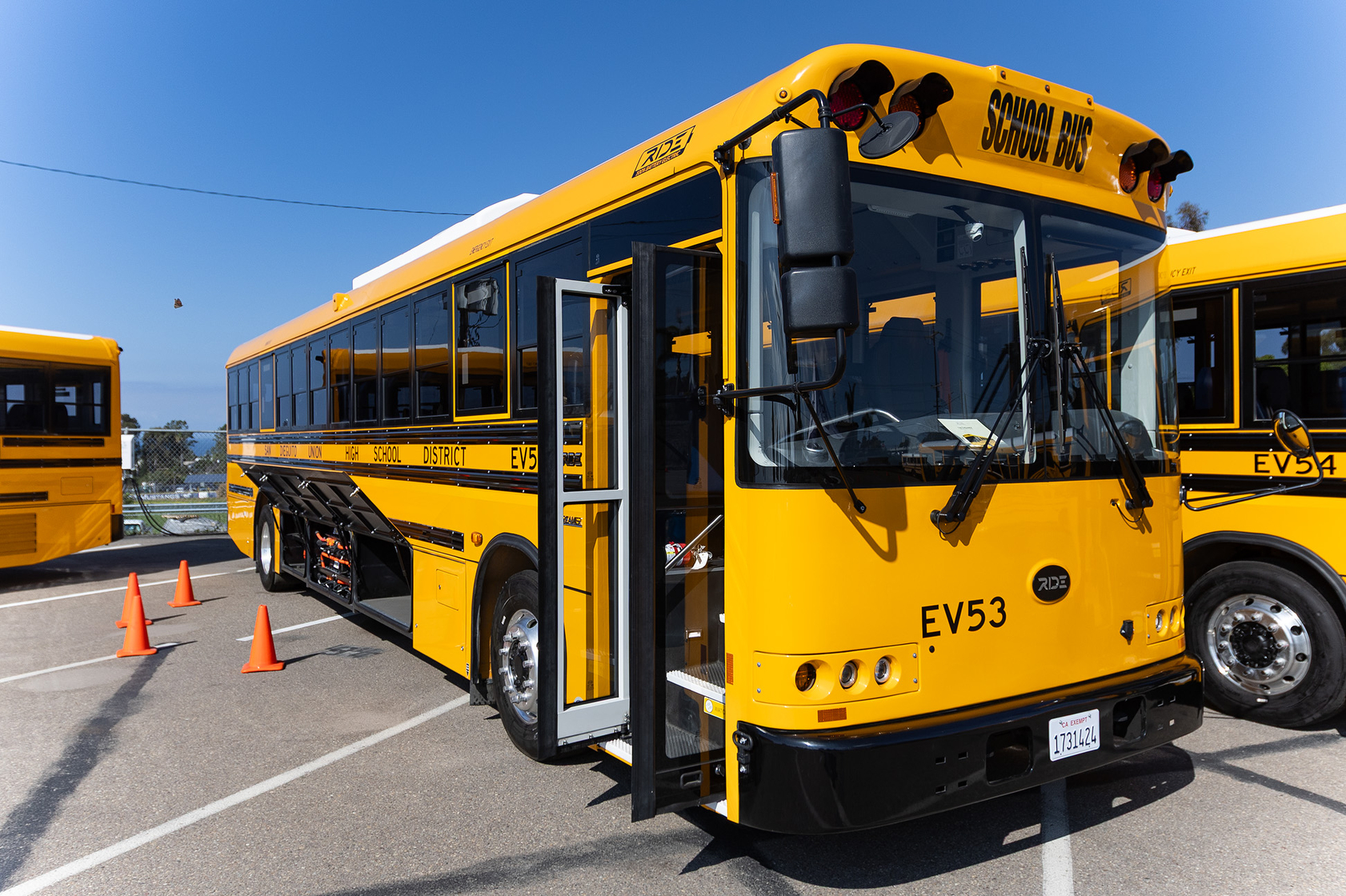 One of the four new electric buses delivered to the...