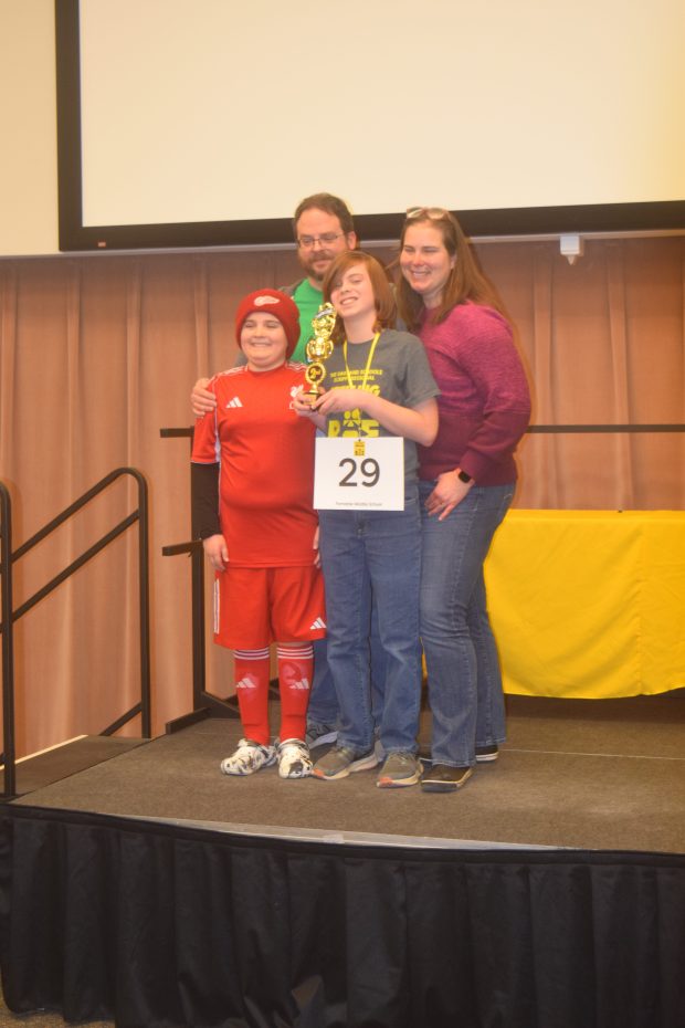 Jonathan Oatley and his family. Oatley finished in second place.