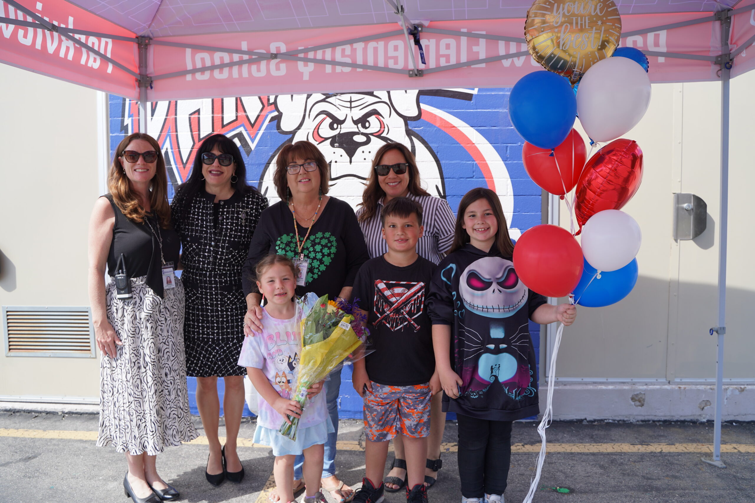 Deborah Guevara, student supervision assistant at Parkview Elementary School in the Garden Grove Unified School District, stands with colleagues after being recognized as her district’s Classified School Employee of the Year. She later earned county recognition in Security Services.