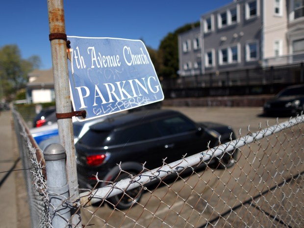 The 7th Avenue Baptist Church parking lot on Thursday, March 19, 2026, in Oakland, Calif. Eva Bowen Brown, a 76-year-old Hayward resident, who worked as the financial secretary for the church is accused of embezzling as much as $480,000 from its coffers. (Aric Crabb/Bay Area News Group)