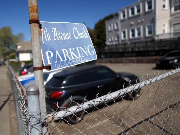 The 7th Avenue Baptist Church parking lot on Thursday, March 19, 2026, in Oakland, Calif. Eva Bowen Brown, a 76-year-old Hayward resident, who worked as the financial secretary for the church is accused of embezzling as much as $480,000 from its coffers. (Aric Crabb/Bay Area News Group)