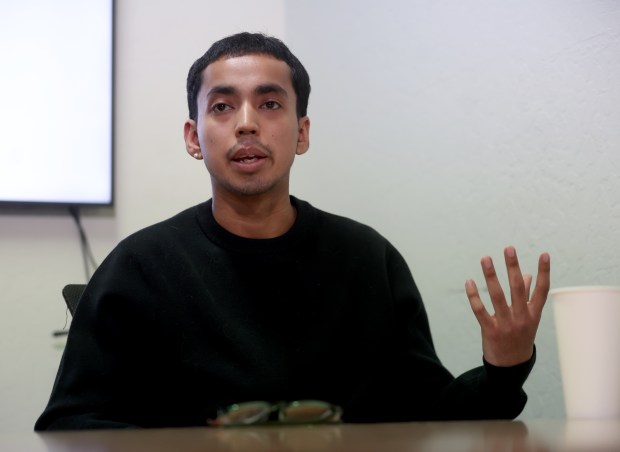 Imer Mendez, son of Jose De Jesus Mendez, speaks about his dad during a press conference at the Lawyers for the People office in Oakland, Calif., on Tuesday, March 17, 2026. Mendez was shot and killed by Richmond police on Feb. 4, 2025 after holding a knife sheath. (Jane Tyska/Bay Area News Group)