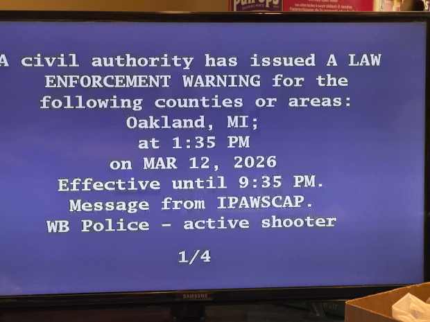 This emergency alert was sent out over cable channels at about 1:30 p.m. Thursday. (Stephen Frye / MediaNews Group)