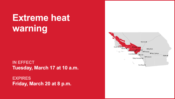 Extreme heat warning in place for Los Angeles County from Tuesday to Friday – temperatures up to 104 degrees – San Gabriel Valley Tribune