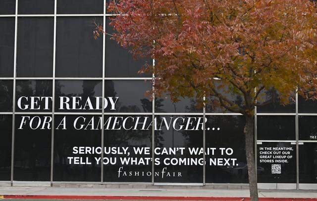 The former Forever 21 location teases the future tenant at Fashion Fair Mall, seen Tuesday, Dec. 9, 2025 in Fresno.