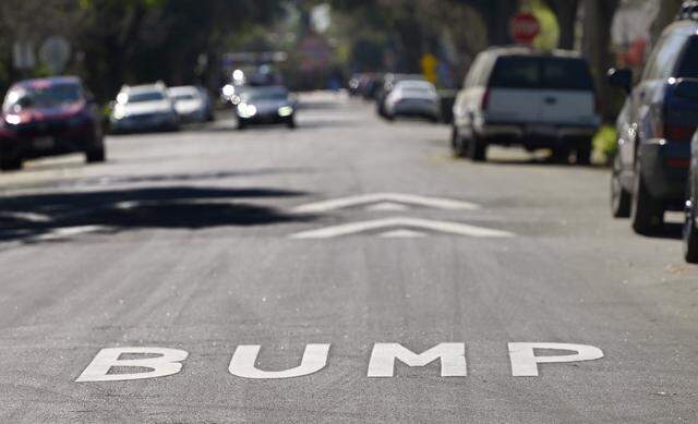Speed bumps were installed on North Echo Avenue south of McKinley Avenue. Photographed Thursday, March 12, 2026 in Fresno.