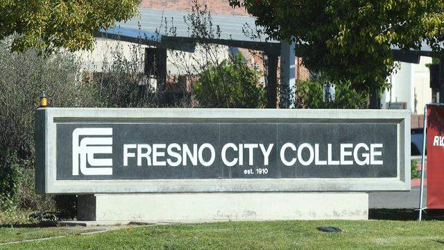 The sign outside Fresno City College photographed in 2021.