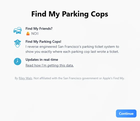 San Francisco prankster built a real time parking cop tracker and the city had to scramble to shut it down