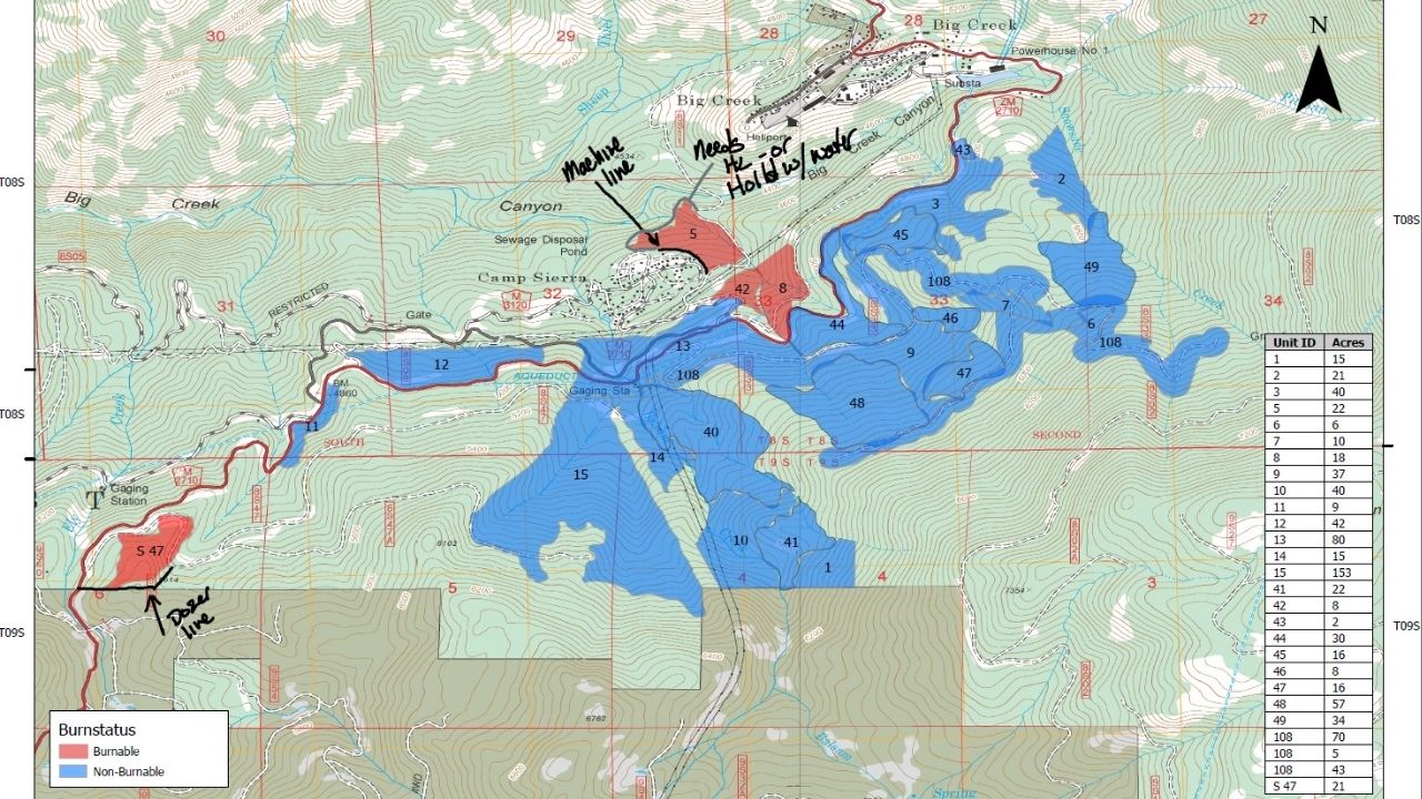 Fresno County officials will conduct a prescribed burn near Camp Sierra north of Shaver Lake on Tuesday, March 24, 2026, with smoke visible but monitored by on-site safety personnel. (Fresno County SO)
