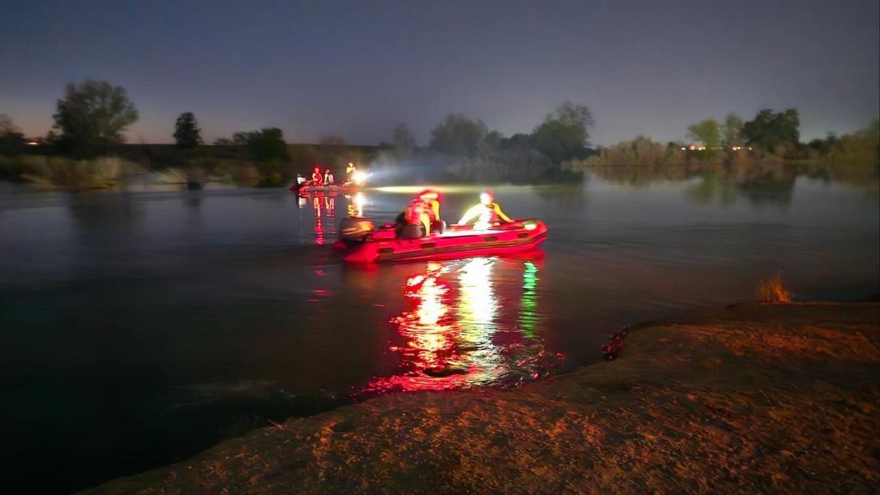 Fresno firefighters rescued two people stranded in the San Joaquin River near Highway 41 Sunday, March 22, 2026, night, with one taken to a hospital for evaluation. (Fresno FD)