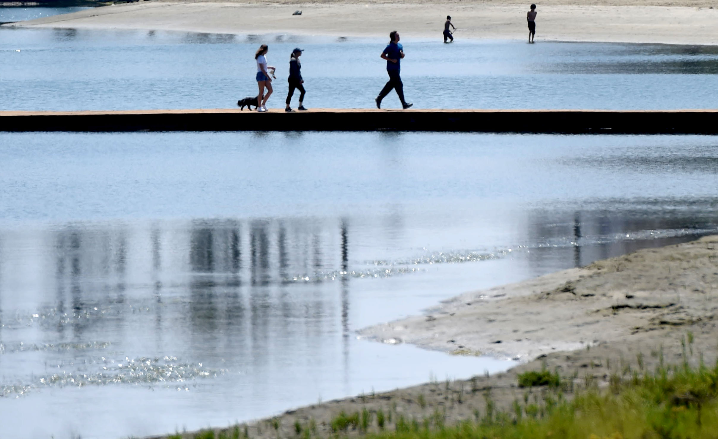 People enjoying the day and the mild weather at Colorado...