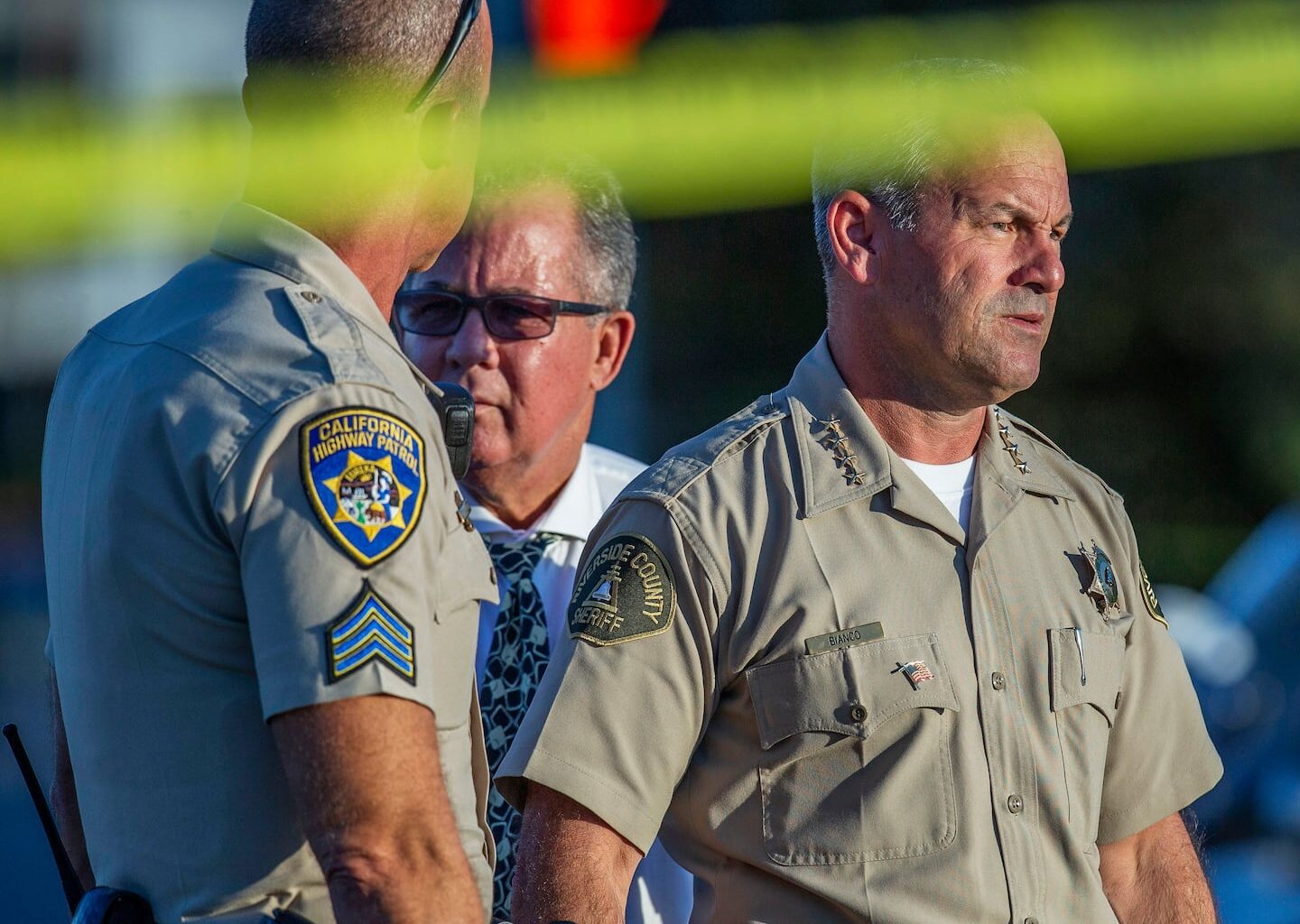 Riverside County Sheriff Chad Bianco, right, in 2019.