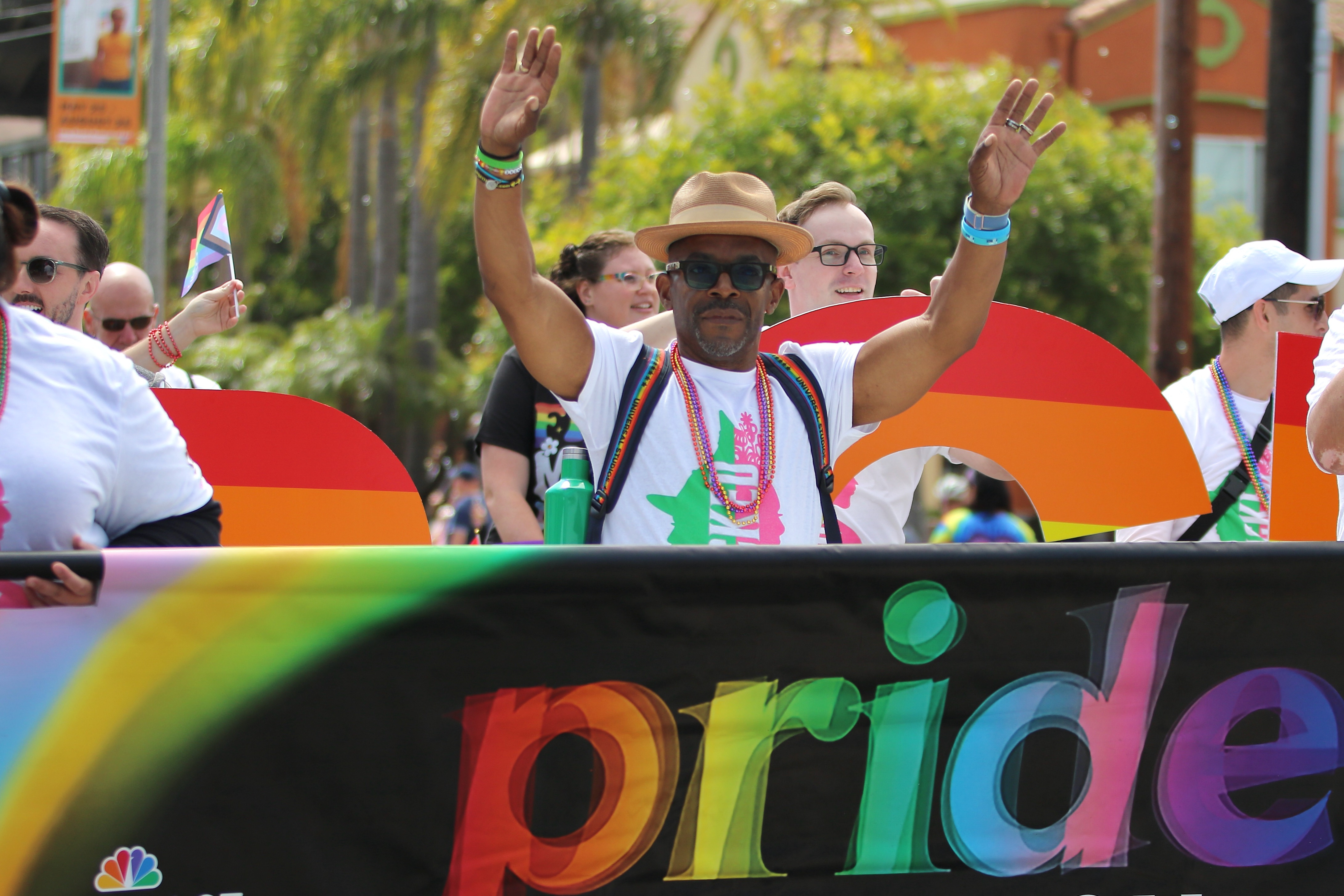 Participants walk along Ocean Boulevard at the 41st Long Beach...