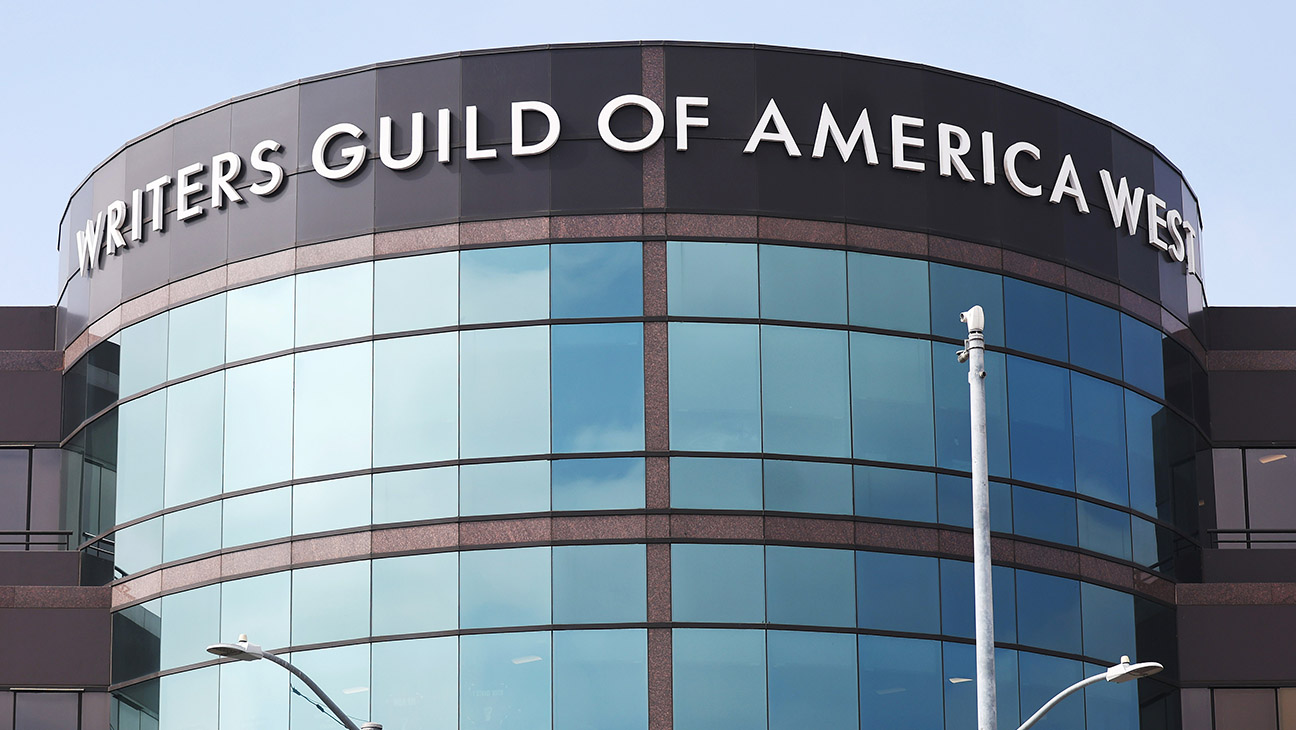 The Writers Guild of America West headquarters is viewed on September 25, 2023 in Los Angeles, California.