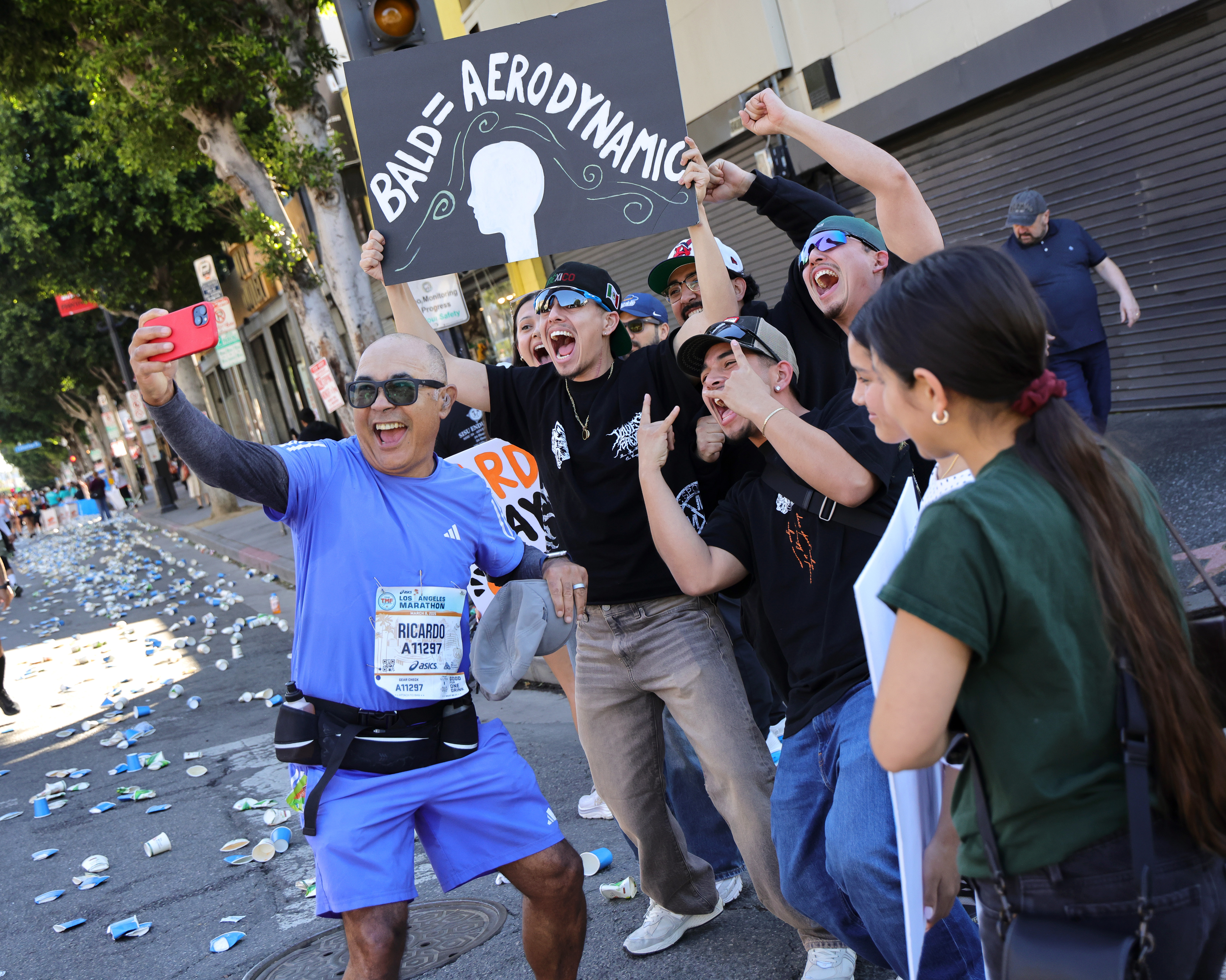 HOLLYWOOD, CALIFORNIA – MARCH 08: Individuals participate in an Oscars Red Carpet Experience during the Los Angeles Marathon held as a collaboration between The Academy Of Motion Picture Arts and Sciences and the Los Angeles Marathon on March 08, 2026 in Hollywood, California. (Photo by Savion Washington/Getty Images)
