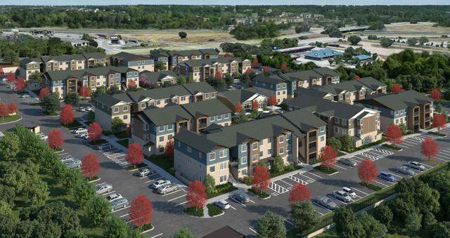 A rendering shows the Hope Way Apartments, a 240-unit affordable housing development proposed in Placer County. Opponents of the development filed a lawsuit against its approval. 