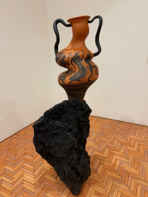 Roman-style ceramic vessel sculpture in Cammie Staros Pompeii exhibition