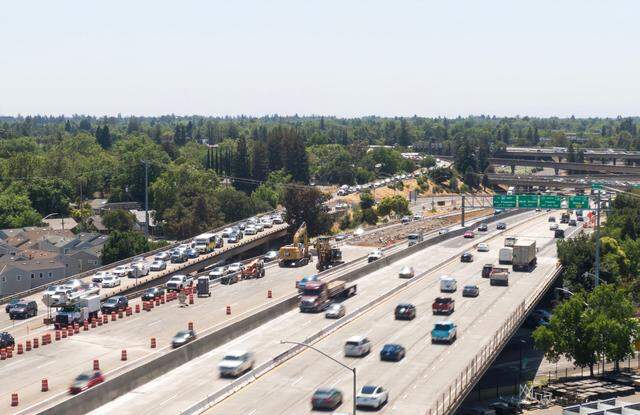 Traffic crawls on an eastbound ramp to Highway 50 in East Sacramento on Tuesday, June 3, 2025.