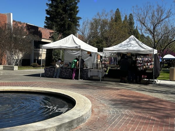 Two tents on the west side of campus on March 11.