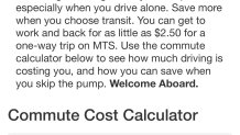 The affordability calculator collects specific information from each commuter to determine the most cost-saving travel plan. This is a page from the MTS website. 