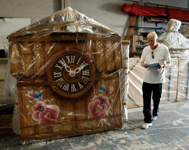 Ron Cunningham, artistic director of the Sacramento Ballet, checks the shipping document for props and back drops from St. Petersburg, Russia, for “The Nutcracker” which were delivered to the ballet studio in 2003.