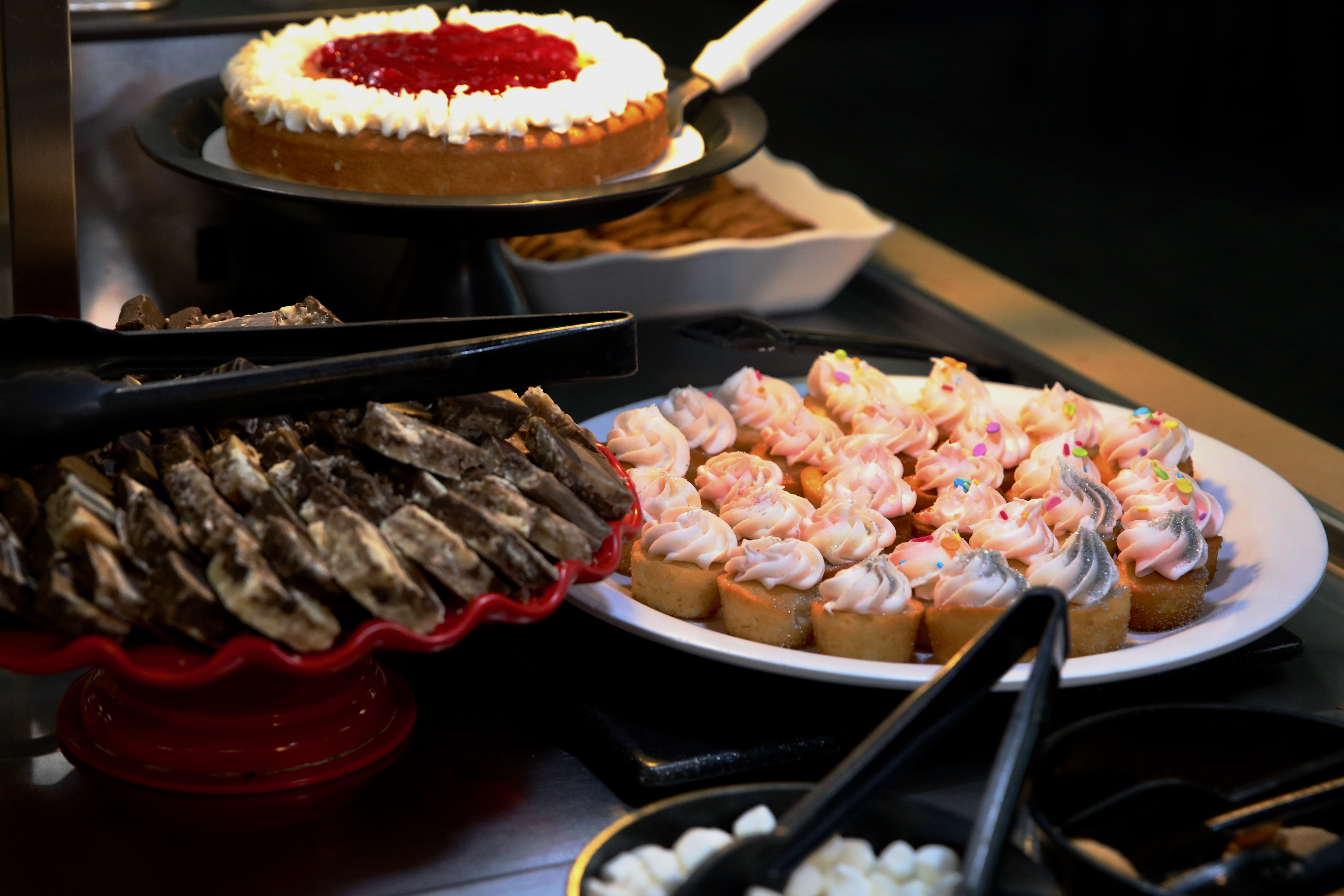 A wide array of desserts is available in the buffet...