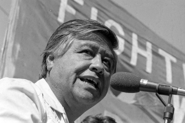 Educators across the state are considering how to teach about late labor leader Cesar Chavez, seen Sept. 26, 1984, in San Francisco, in light of sexual misconduct allegations that became public this month. (AP file photo by Eric Luse/San Francisco Chronicle via AP)