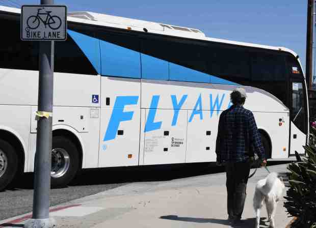 Buses arrive at the FlyAway Thursday, Van Nuys CA. July 10, 2025. (Photo by Gene Blevins, Contributing Photographer