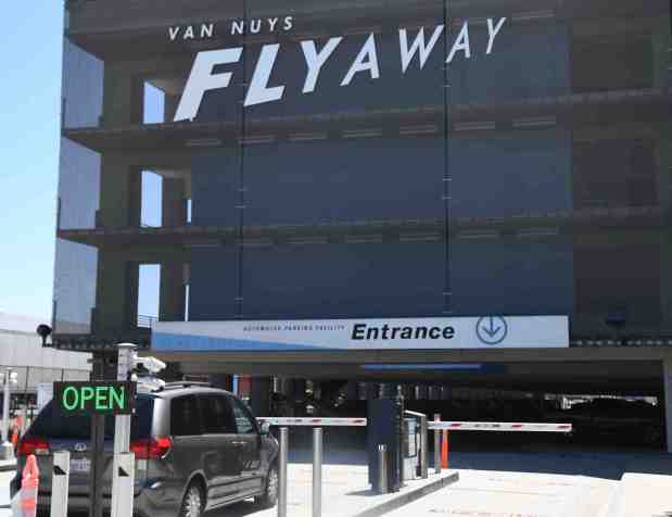 People arrive at the FlyAway parking building Thursday, Van Nuys CA. July 10, 2025 Today Los Angeles World Airports (LAWA) celebrates the 50th anniversary of the Van Nuys FlyAway nonstop bus service to Los Angeles International Airport (LAX). First launched on July 10, 1975.(Photo by Gene Blevins, Contributing Photographer