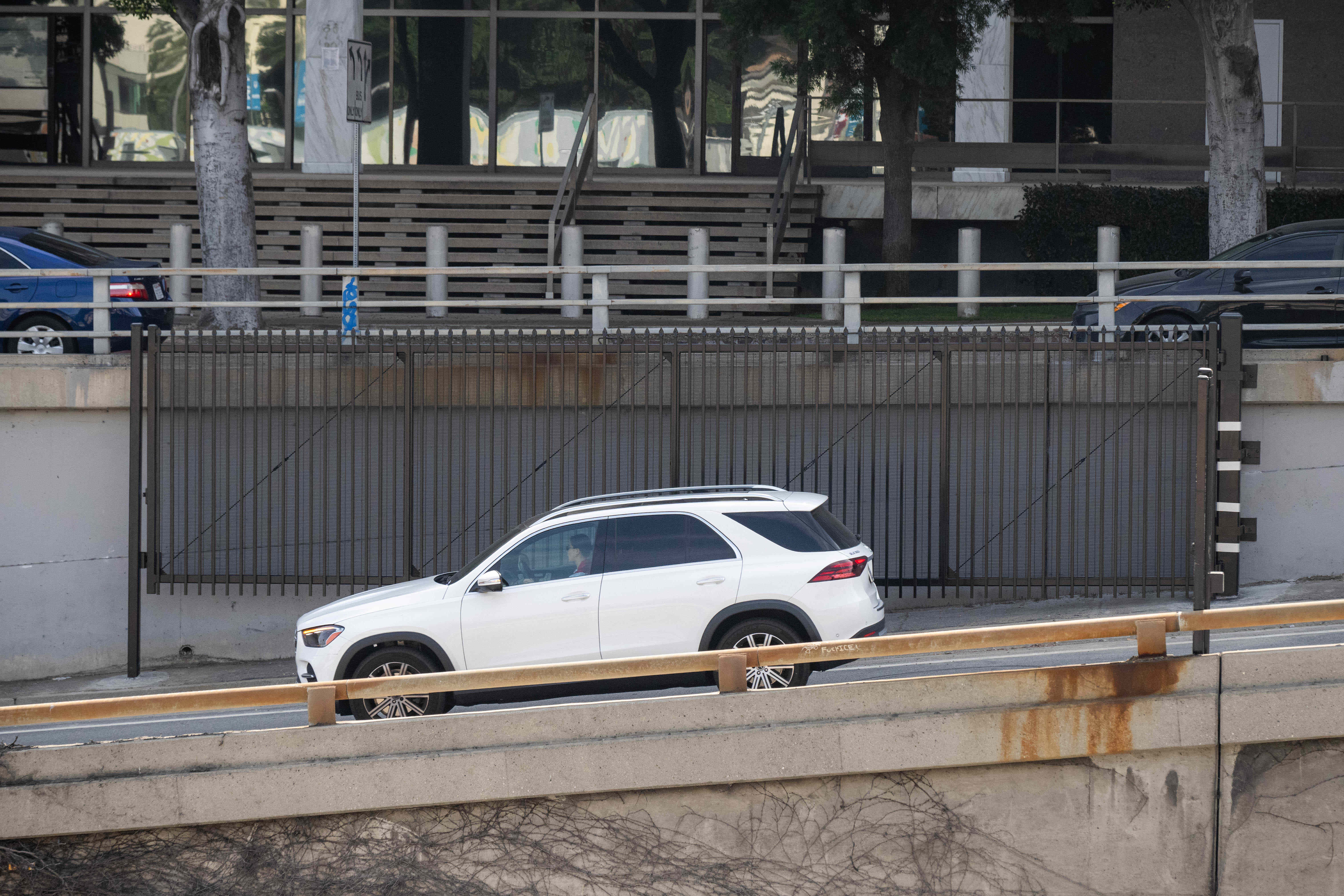 A vehicle enters the southbound Los Angeles Street onramp of...