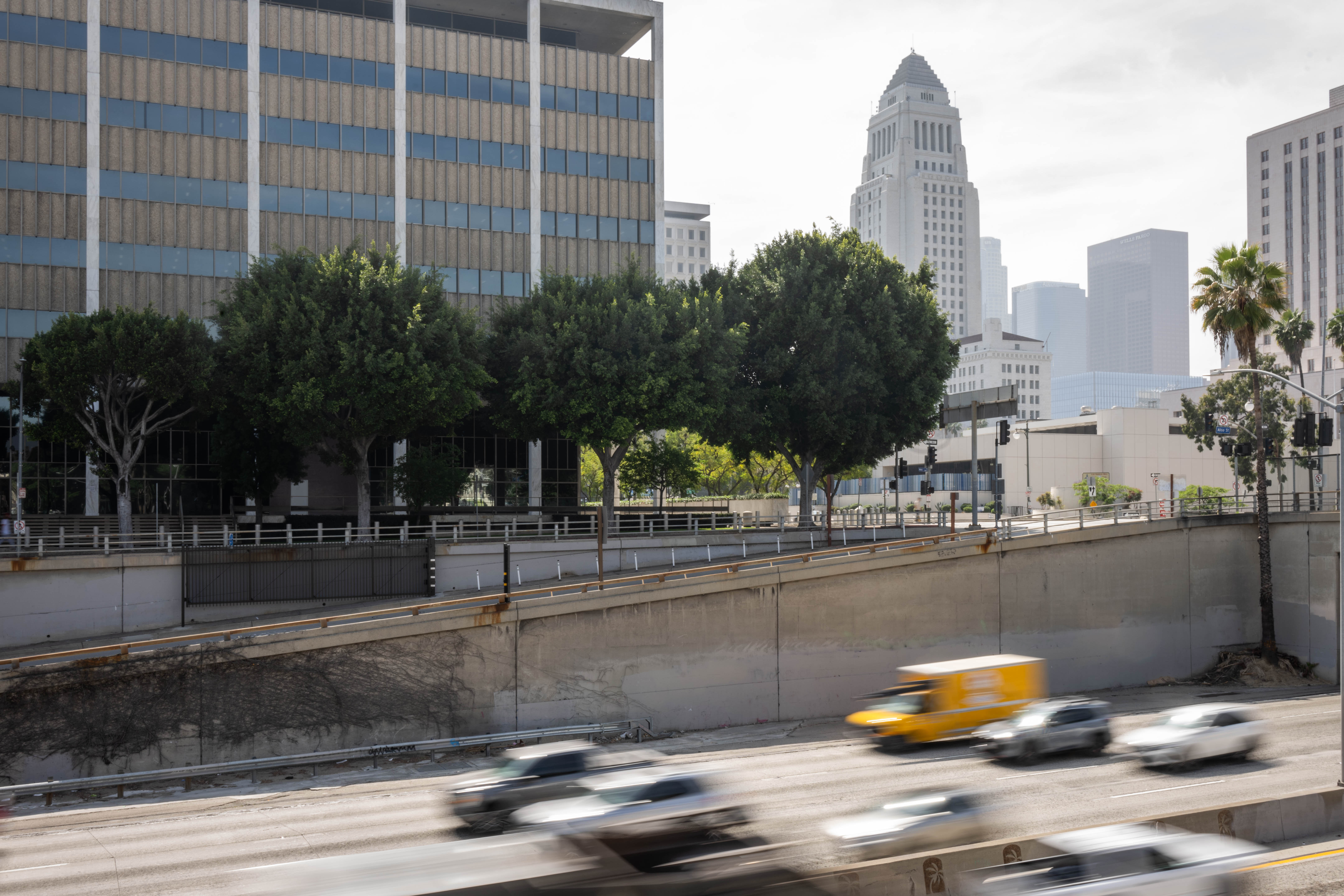 Vehicles travel southbound on the 101 Freeway where Caltrans installed...