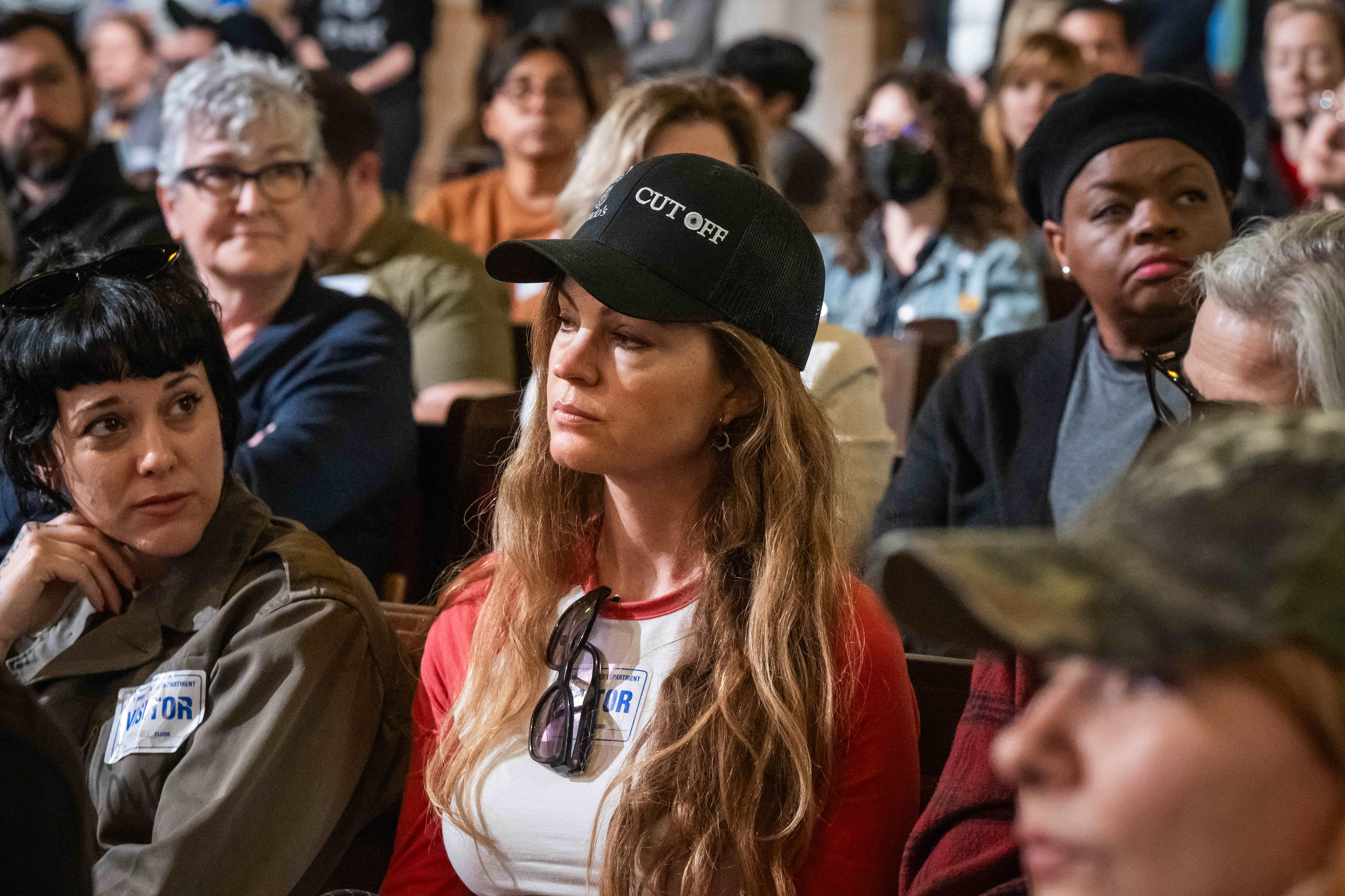 Film and television workers fill the Los Angeles City Council...