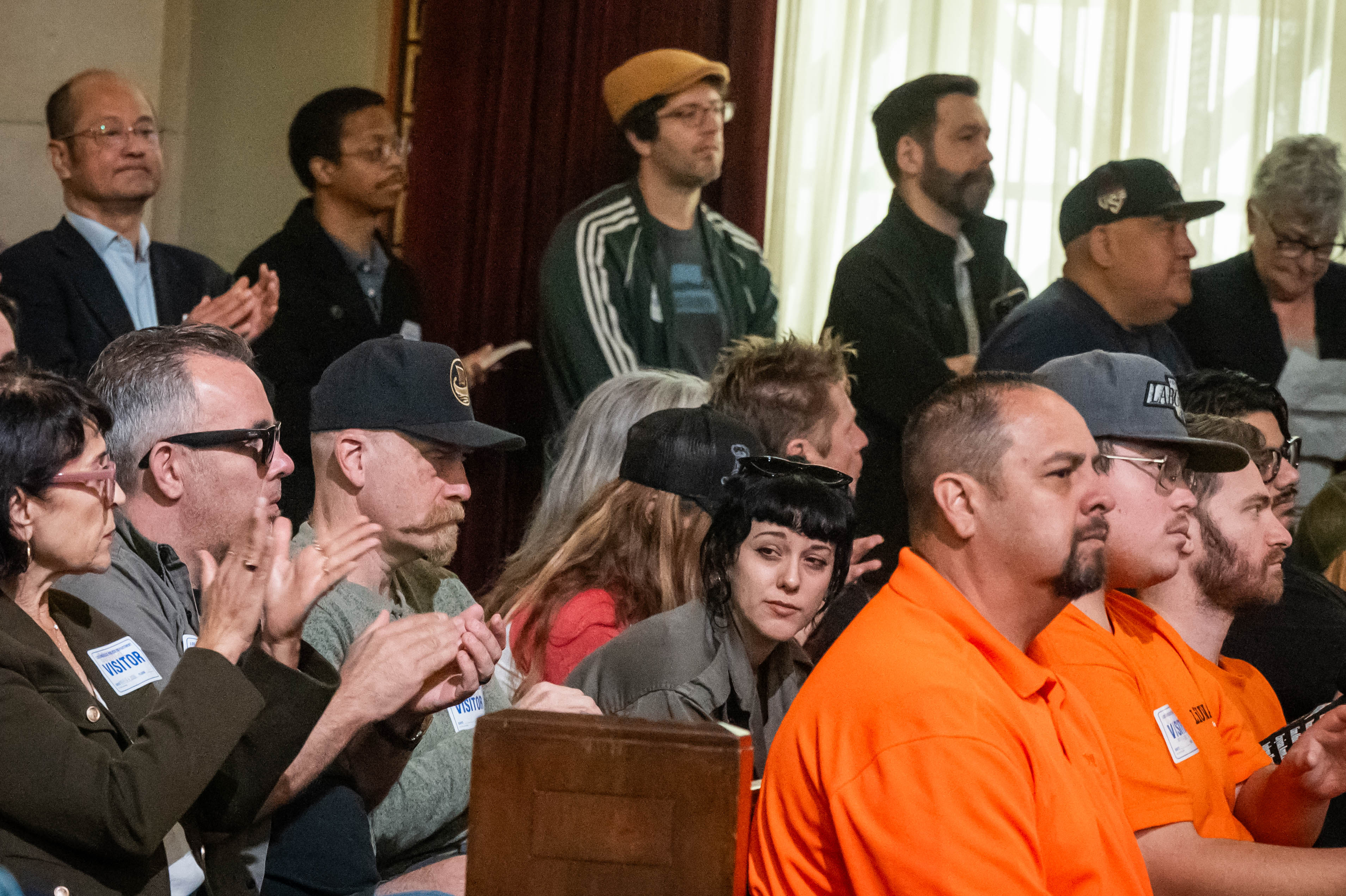 Film and television workers fill the Los Angeles City Council...