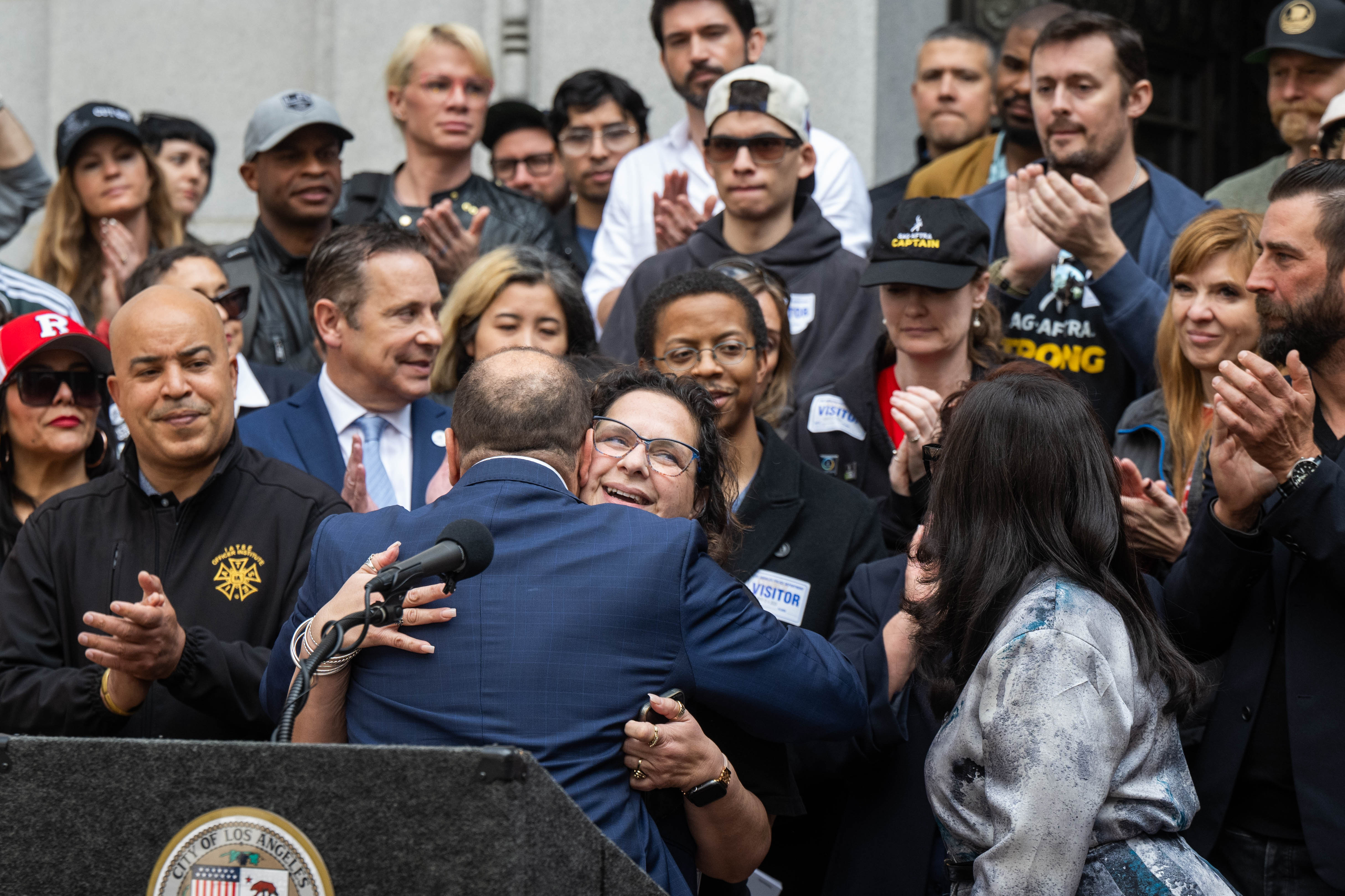 Councilmember Adrin Nazarian holds a press conference with film and...