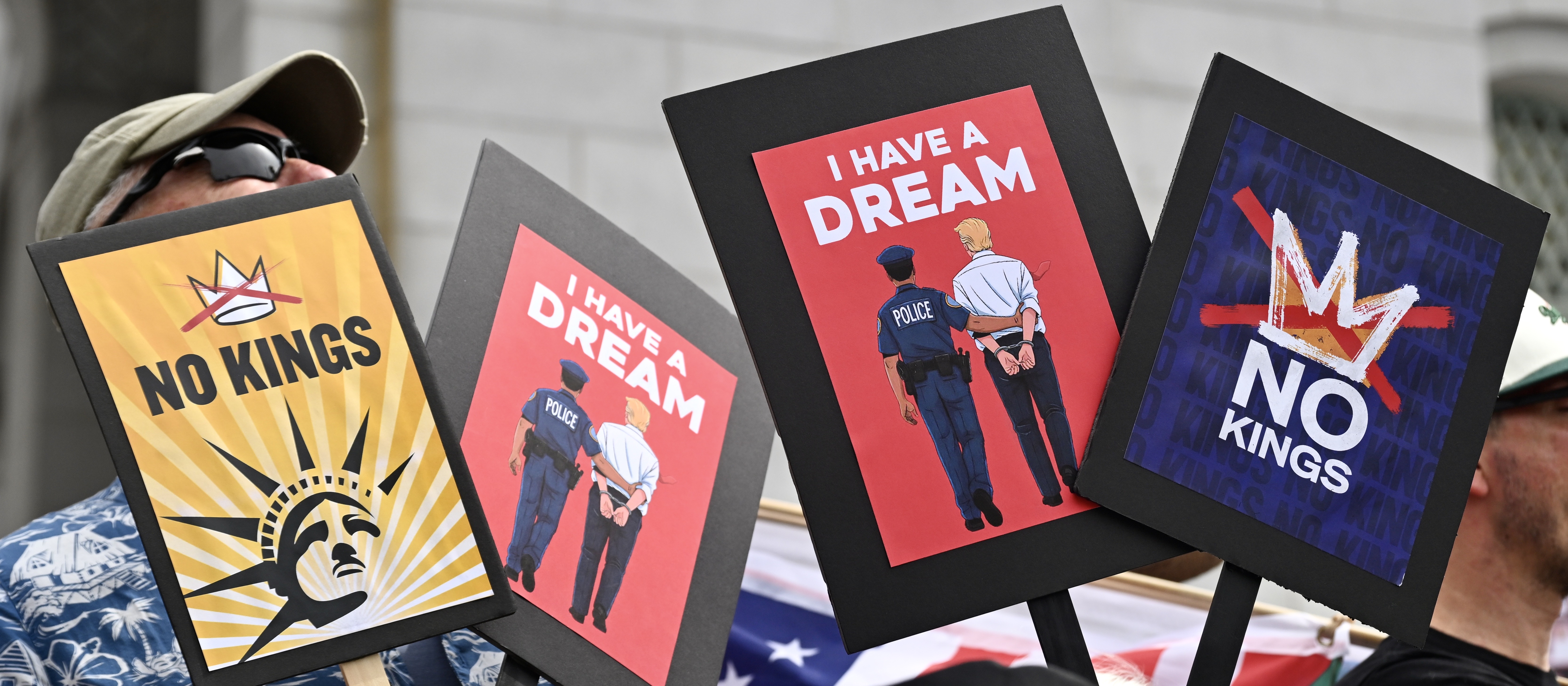 Thousands came out, wearing costumes, holding signs and waving flags...