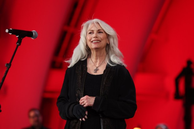 Emmylou Harris sings at a celebration of Willie Nelson's 90th birthday at the Hollywood Bowl on Sunday, April 30,, 2023. (Photo by Randall Michelson for Blackbird Presents)
