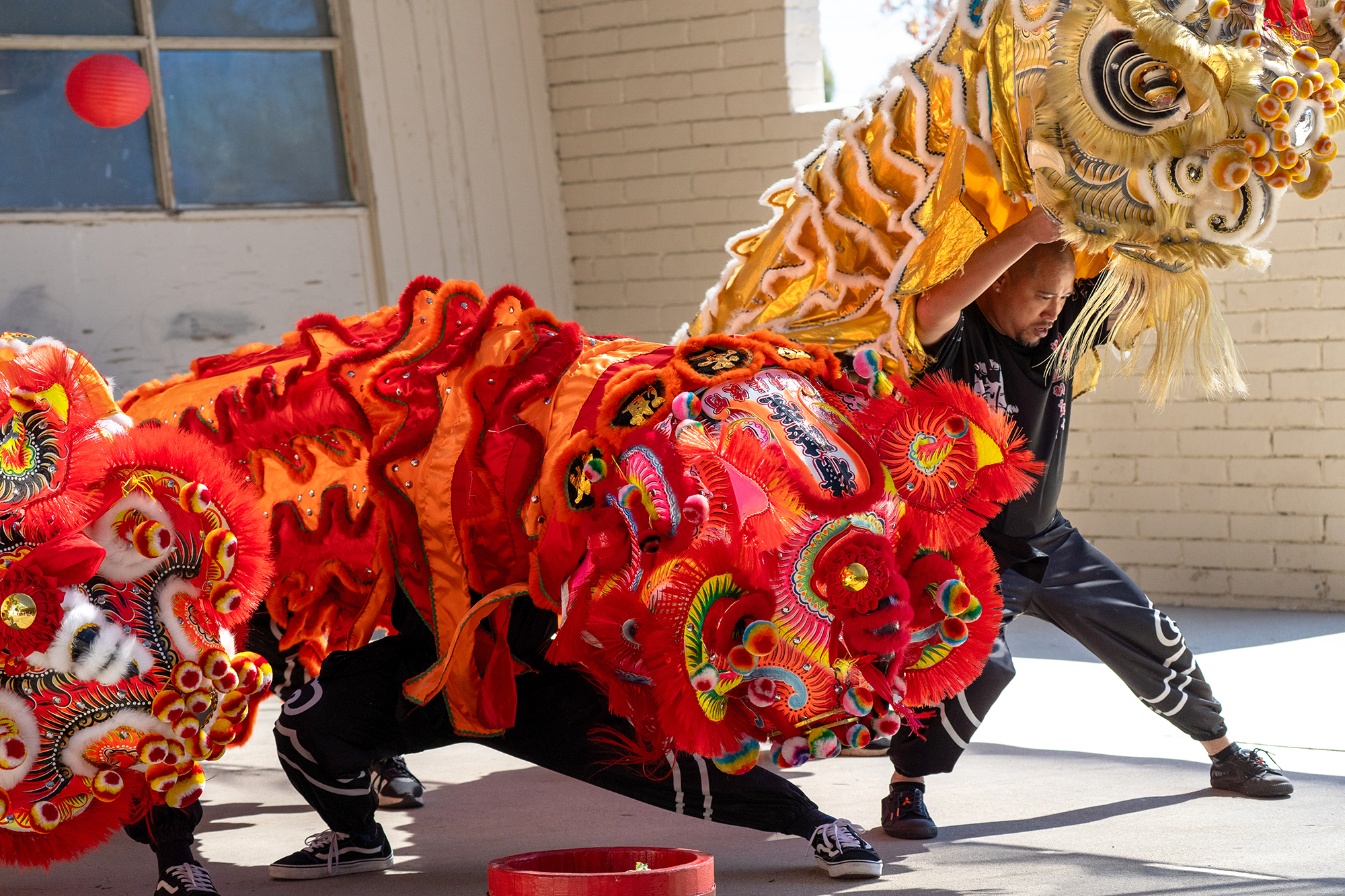 Members of the Lau Martial Club perform the Lion Dance...