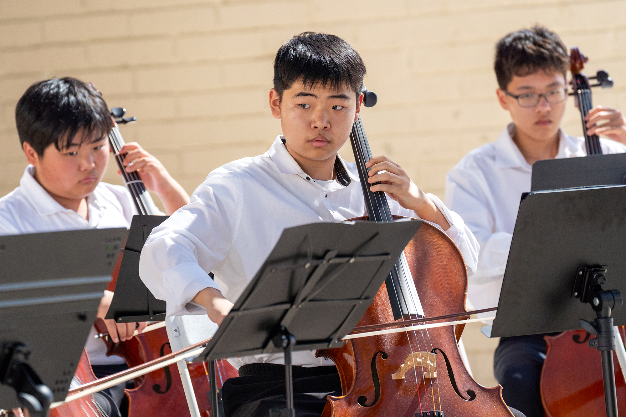 Members of the Valley Youth Philharmonic Orchestra perform during a...