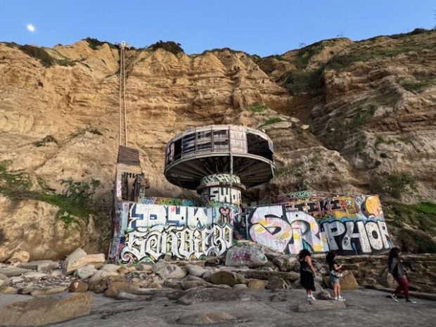 The "Mushroom House" was covered with graffiti when this photo was taken Jan. 29. (Mike McCormack)