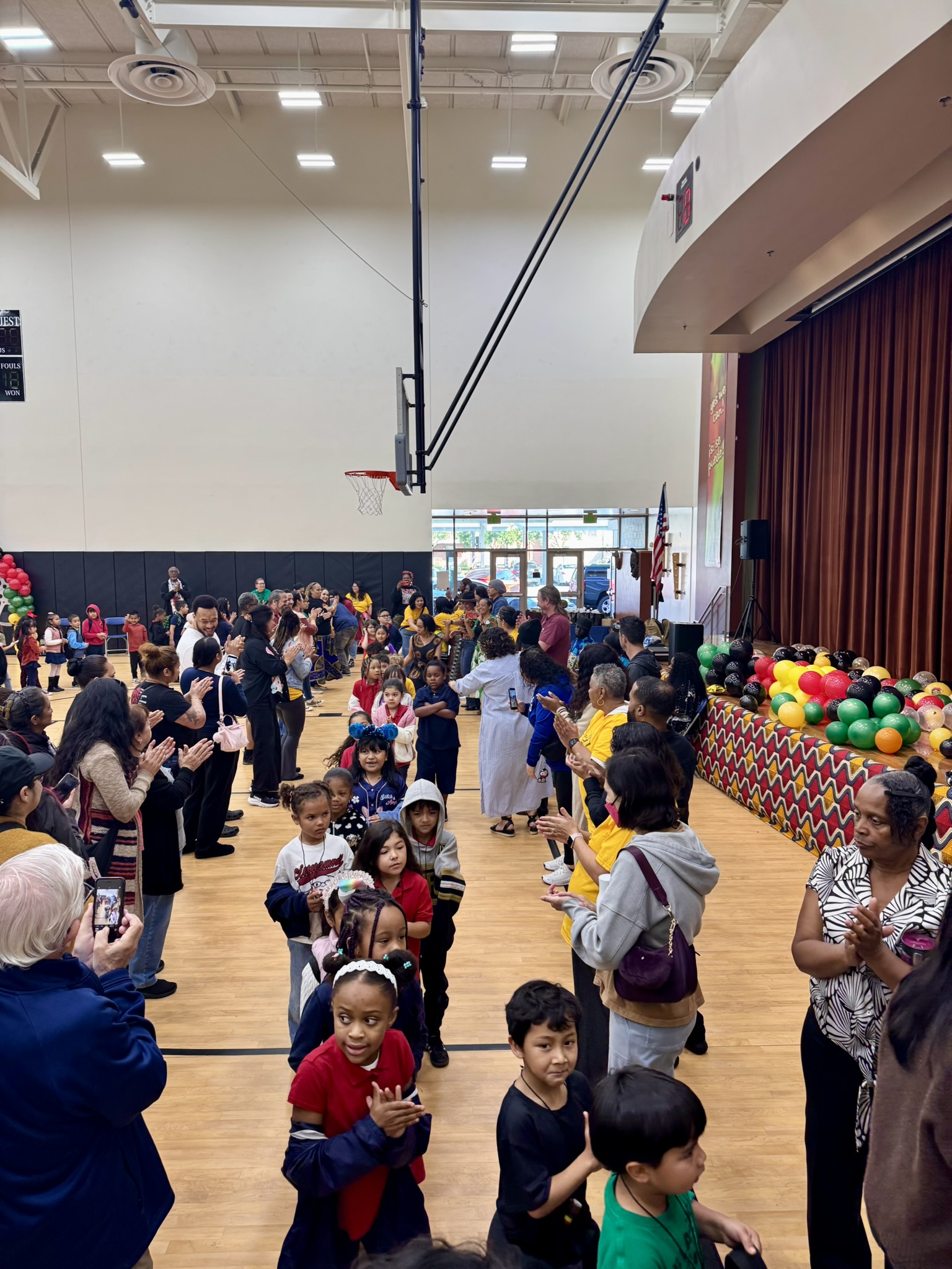 Students at Chavez Elementary depart their Black History Month assembly...
