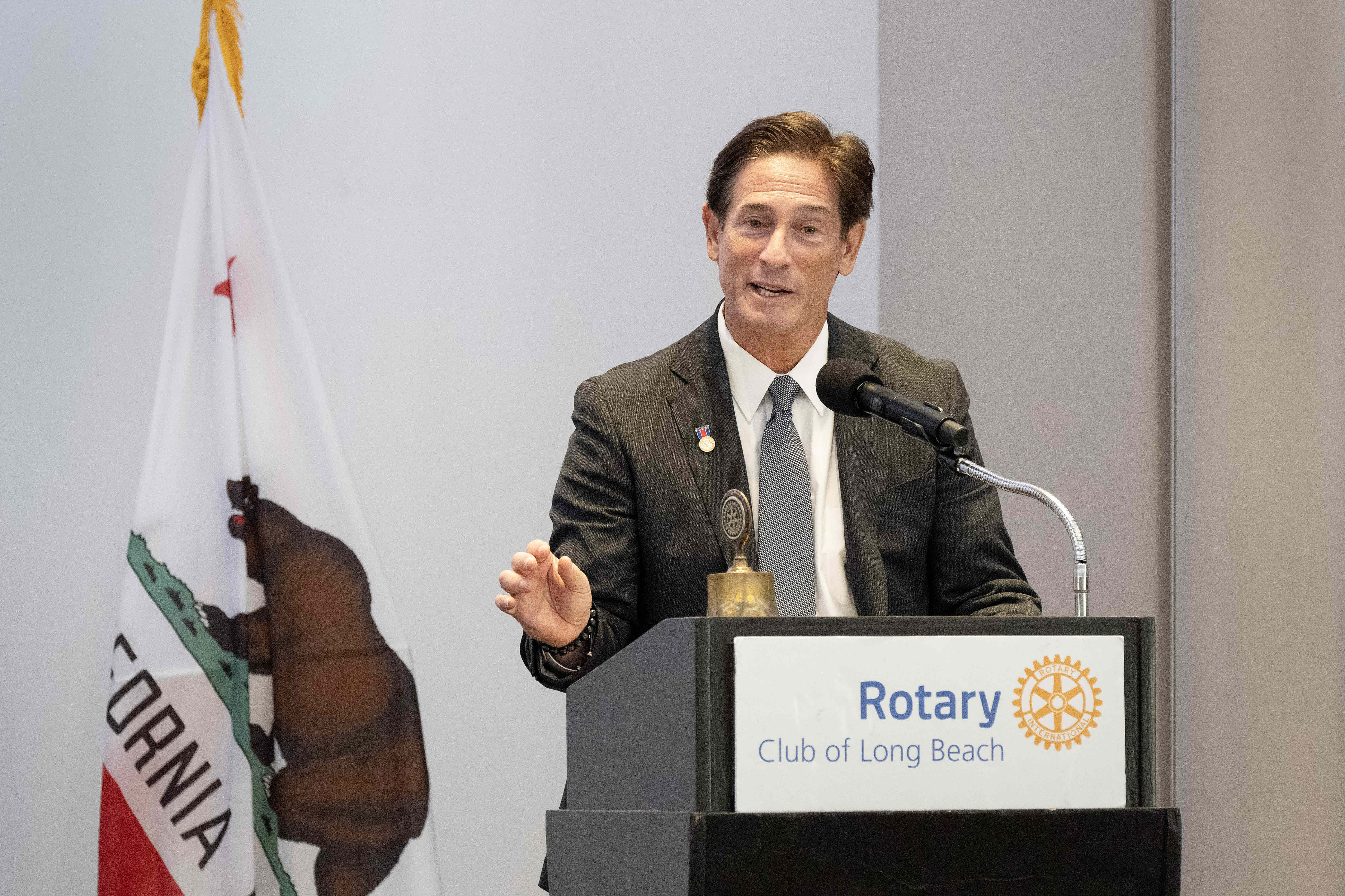 LA County District Attorney Nathan Hochman speaks during a Courage...
