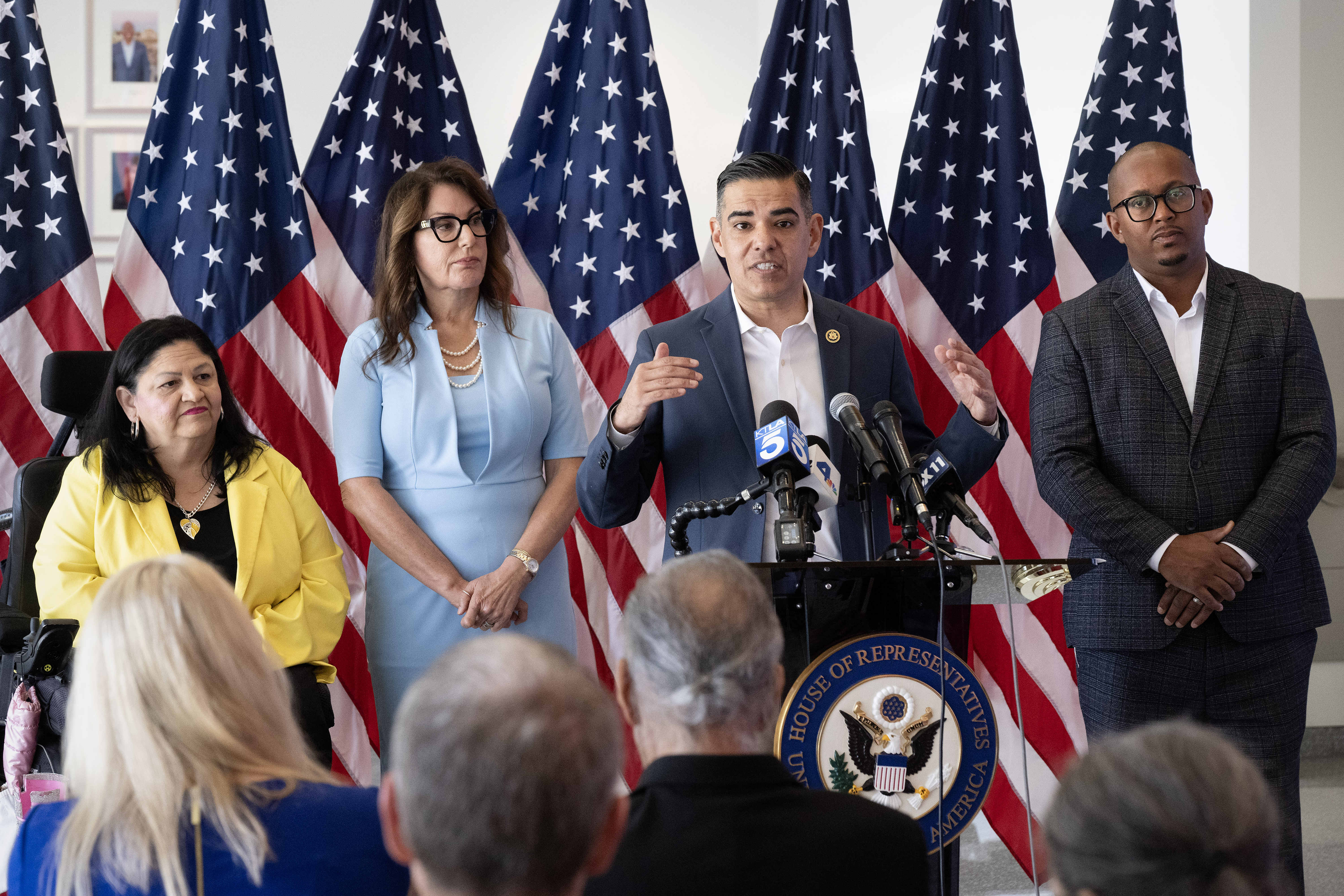 From left, Councilwoman Mary Zendejas, Councilmember Cindy Allen, Congressman Robert...