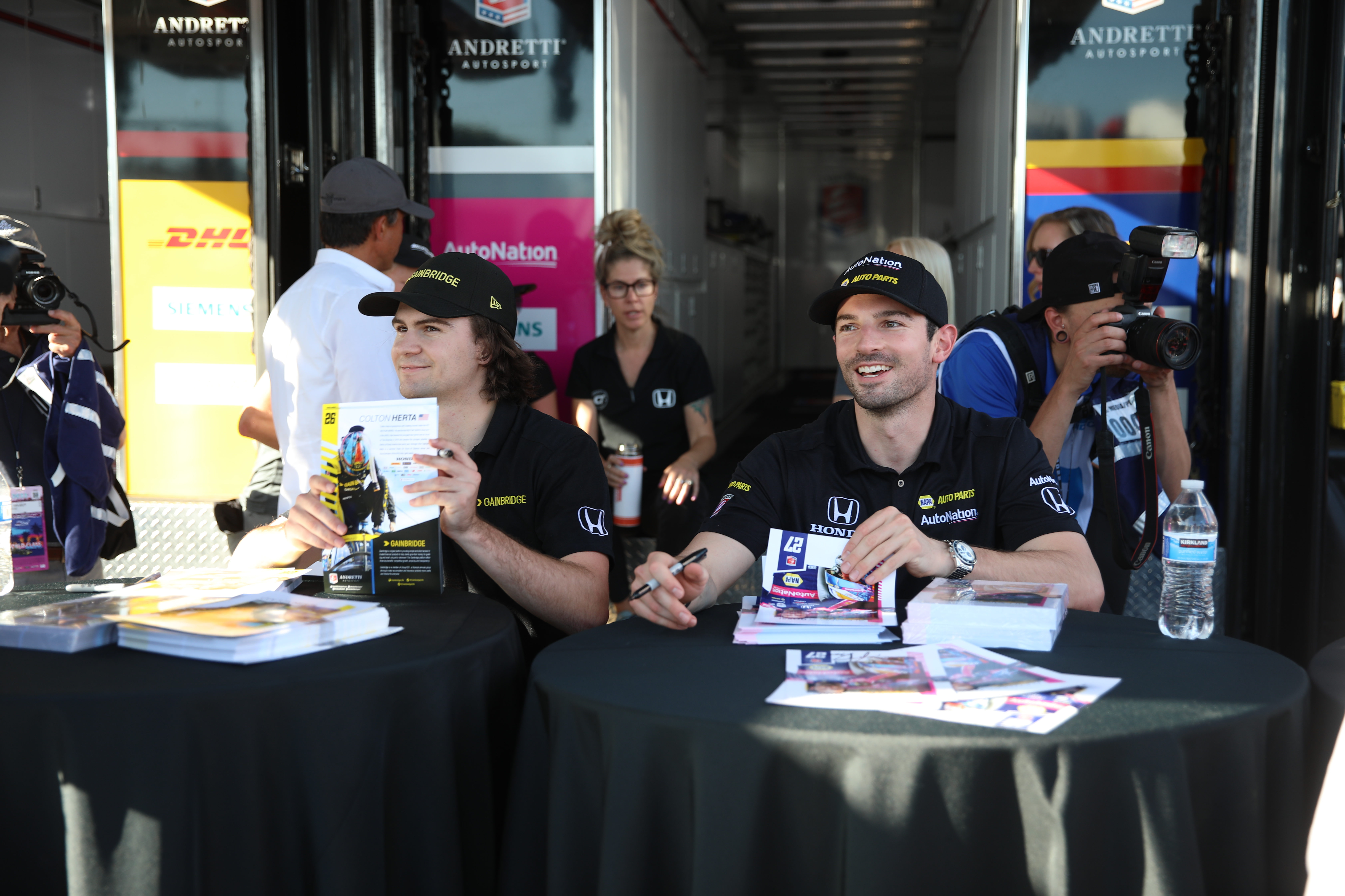 Colton Herta, left, and Alexander Rossi are ready to meet...