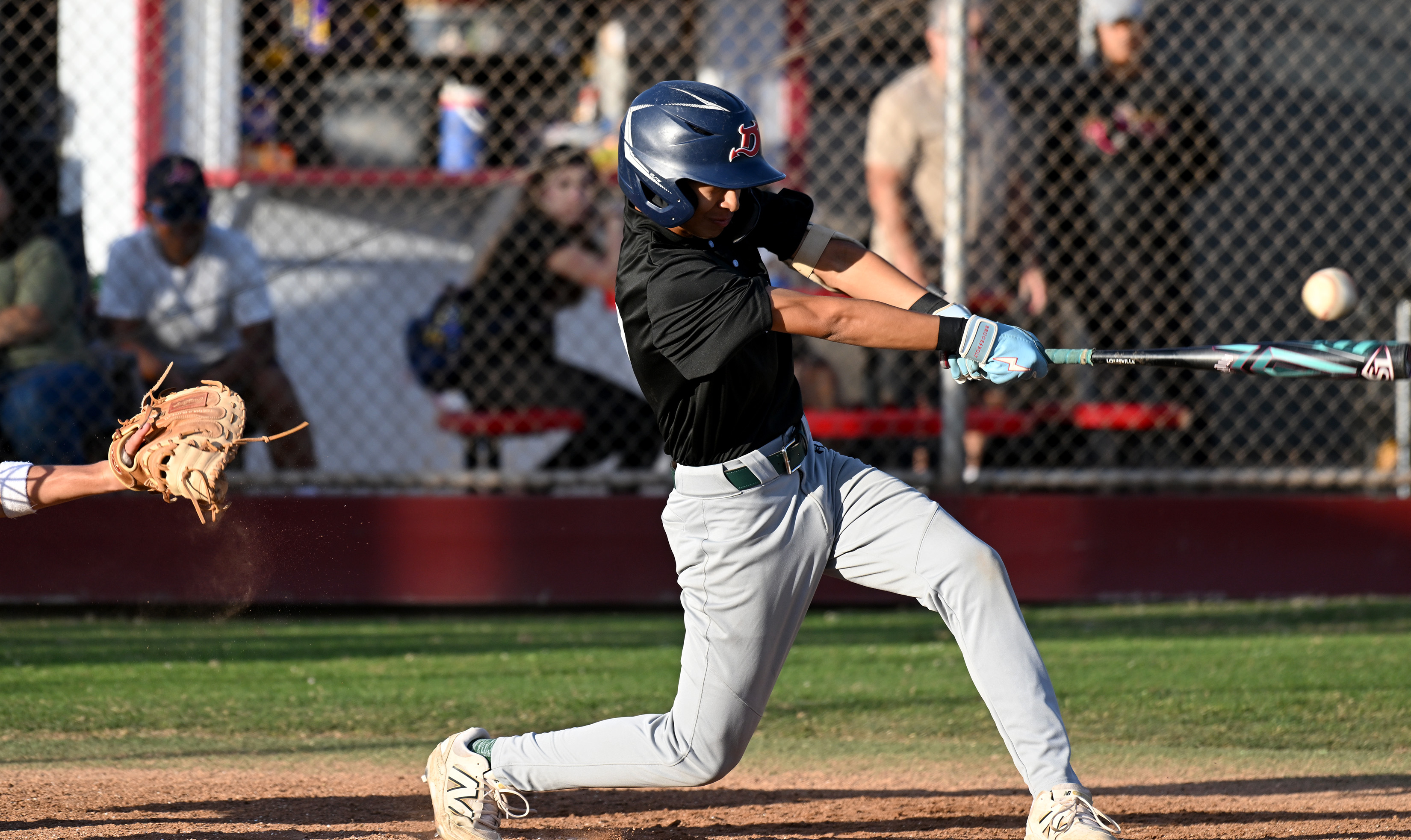 Cabrilloâs Daniel Jauregui hits against Wilson during opening day of...