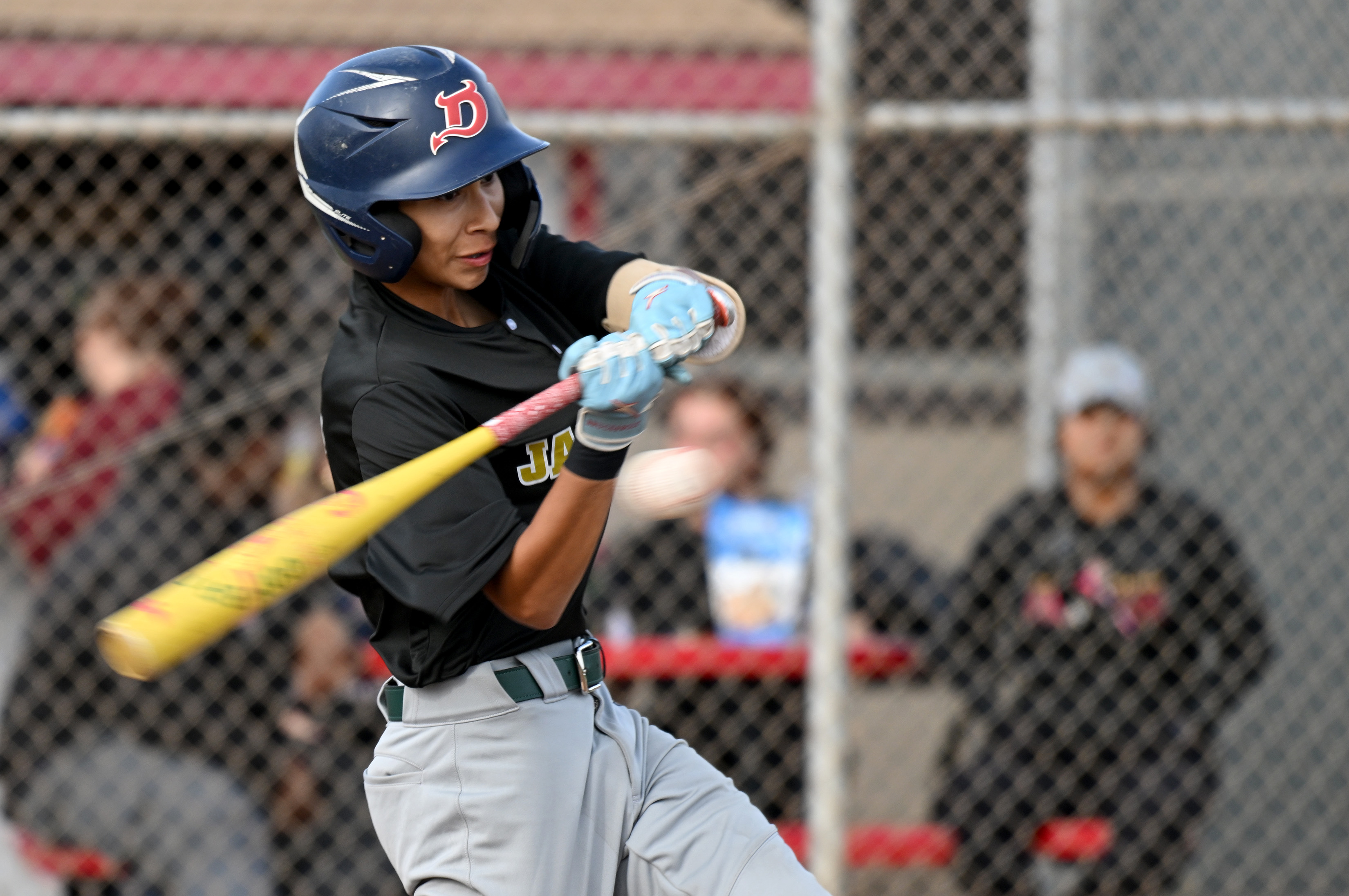 Cabrilloâs Daniel Jauregui hits against Wilson during opening day of...
