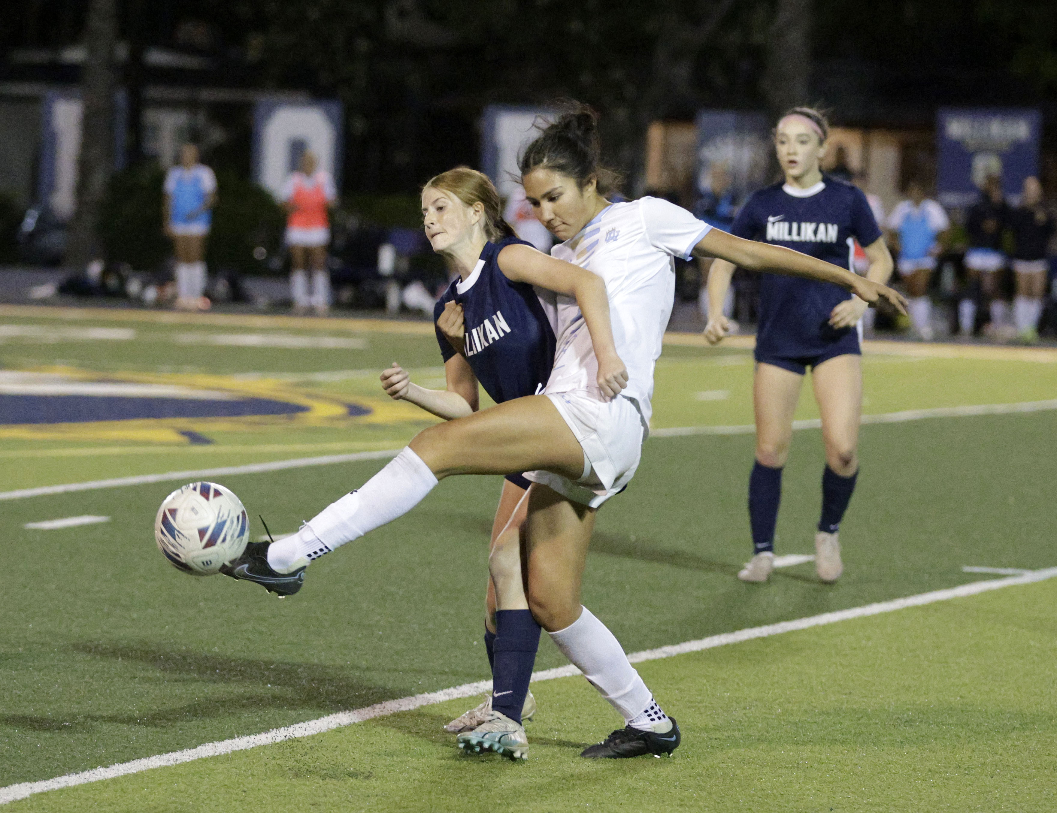 Quartz Hills Alyssa Gonzalez (7) kicks the ball away from...