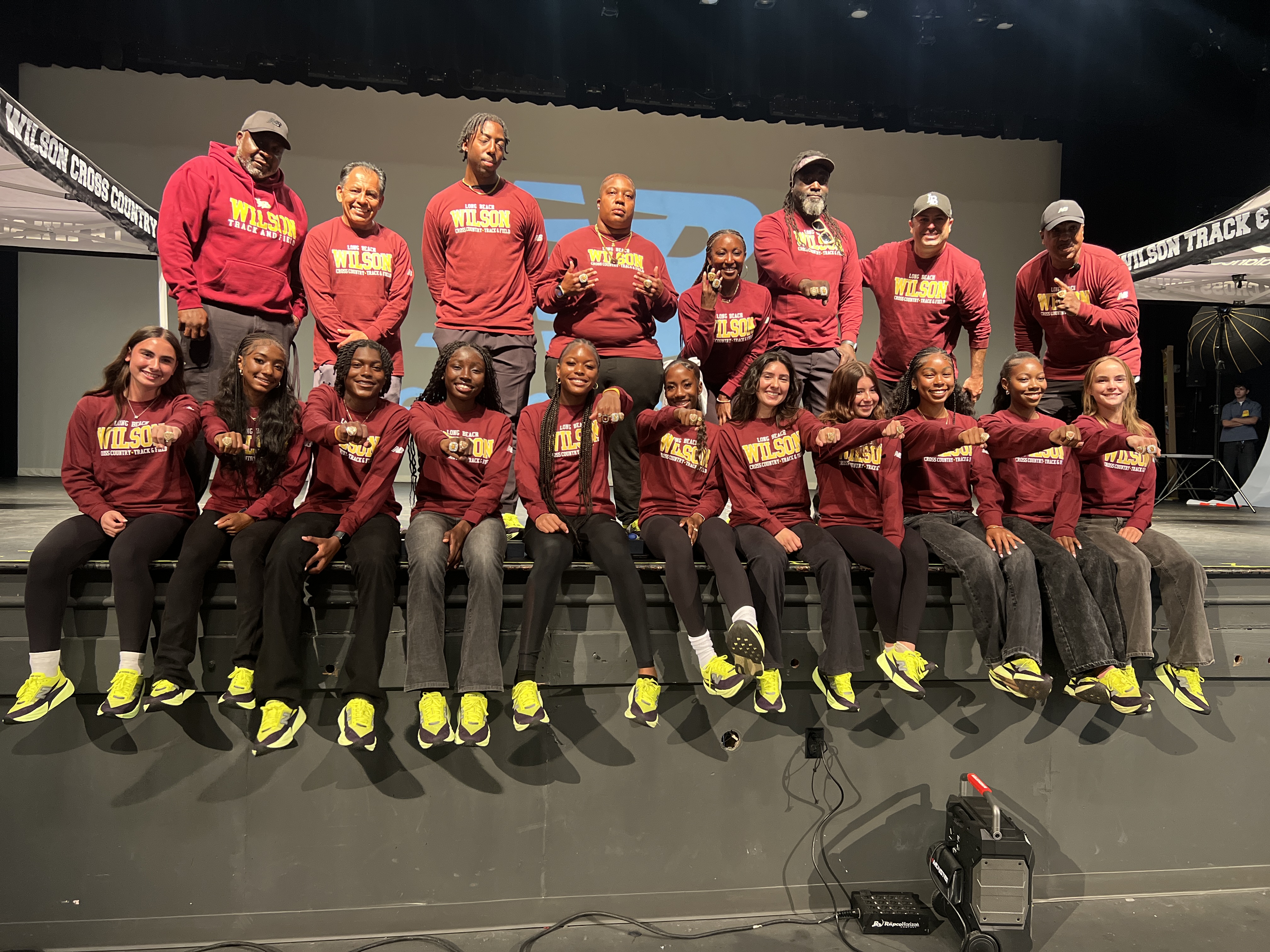 The Long Beach Wilson girls track team held a championship...