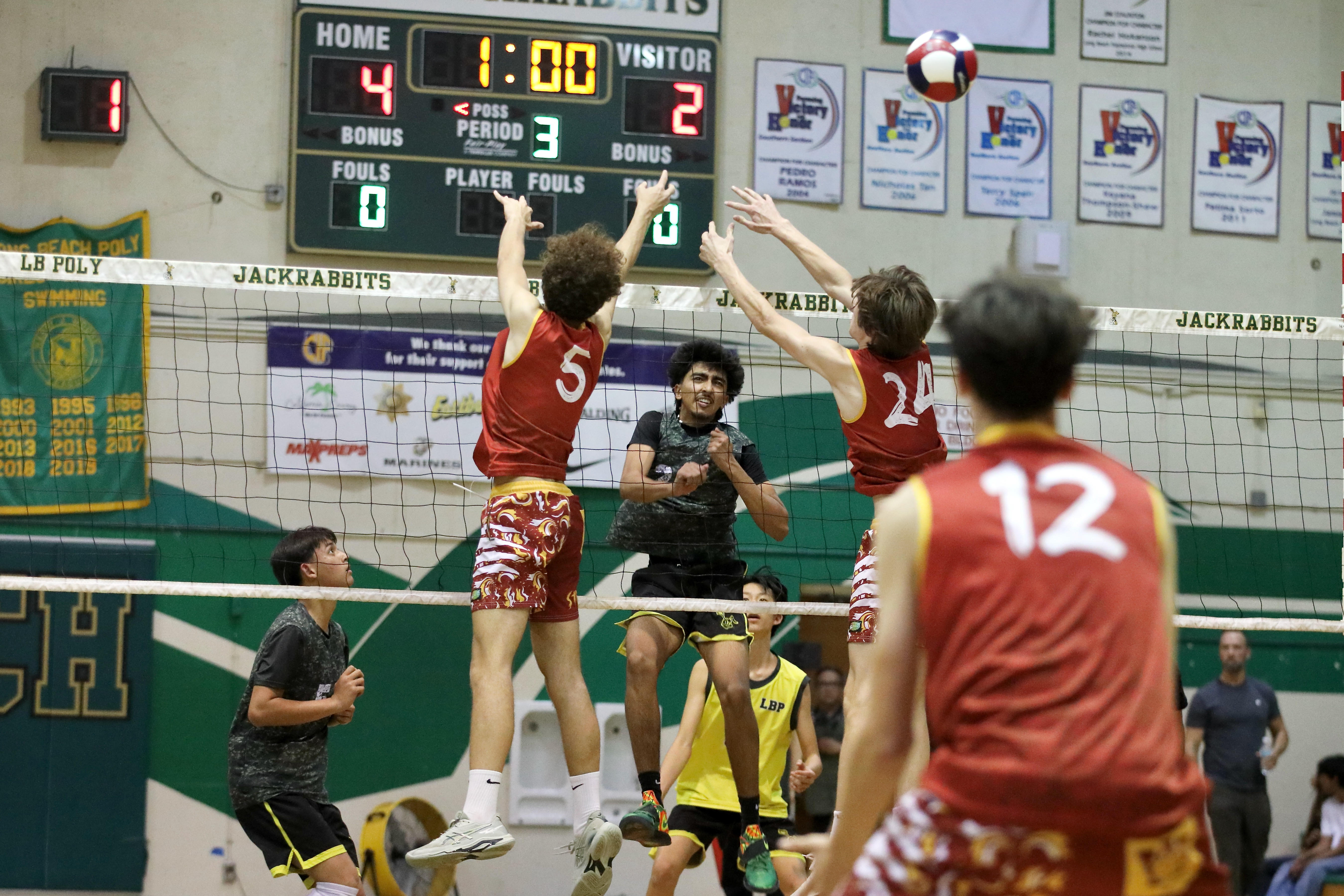Long Beach Polyâs Dylan Bocu watches his kill sail past...
