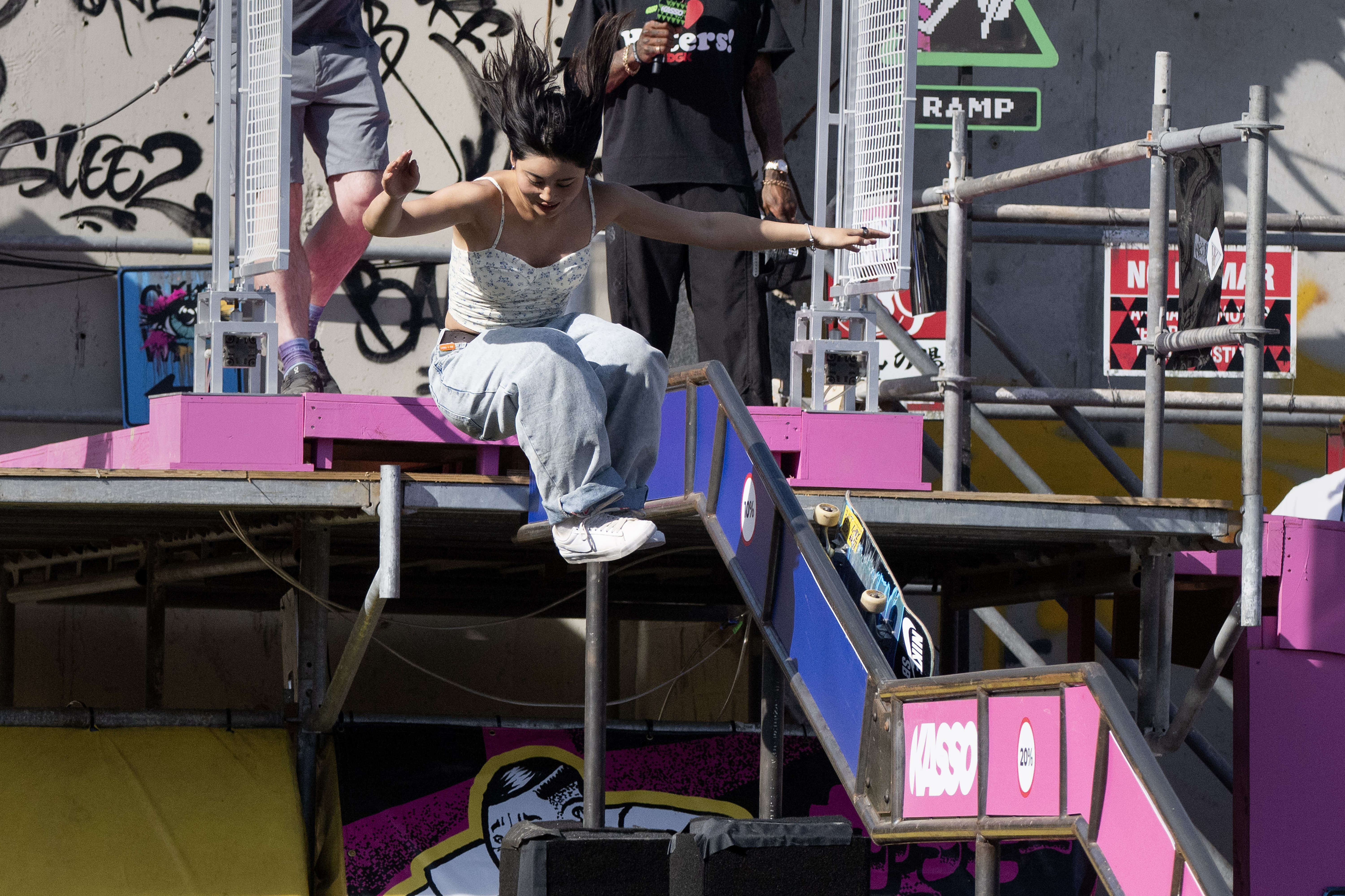 Yurin Fujii attempts to grind the railcoaster during the KASSO...